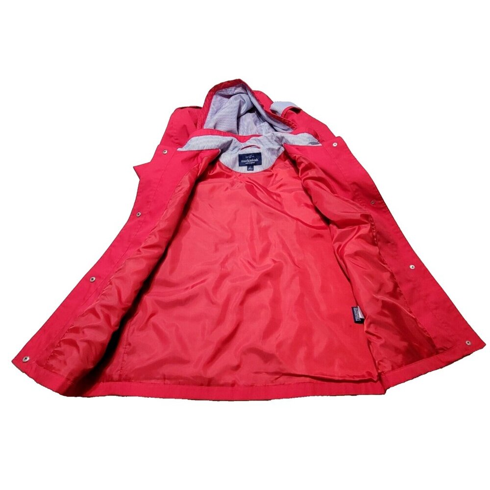 Mackintosh New England Women's Large Red Removable Hood Snap Button Rain Jacket - Picture 6 of 15